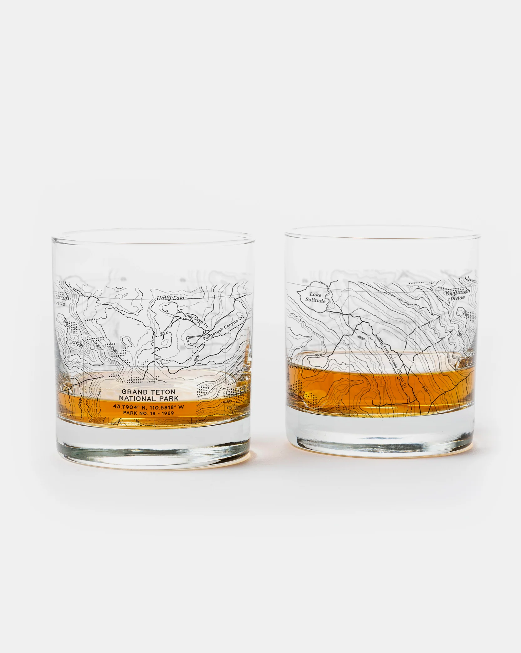 National Park Topographic Whiskey Glasses